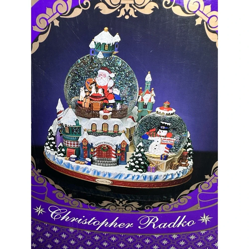 Christopher Radko North Pole‎ Workshop Snowglobe Musical Blowing Snow w Box
